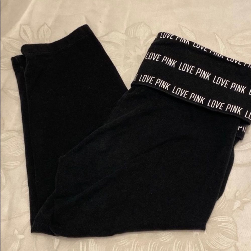 Victoria’s Secret Black Love Pink Logo Yoga Pants - Picture 4 of 7